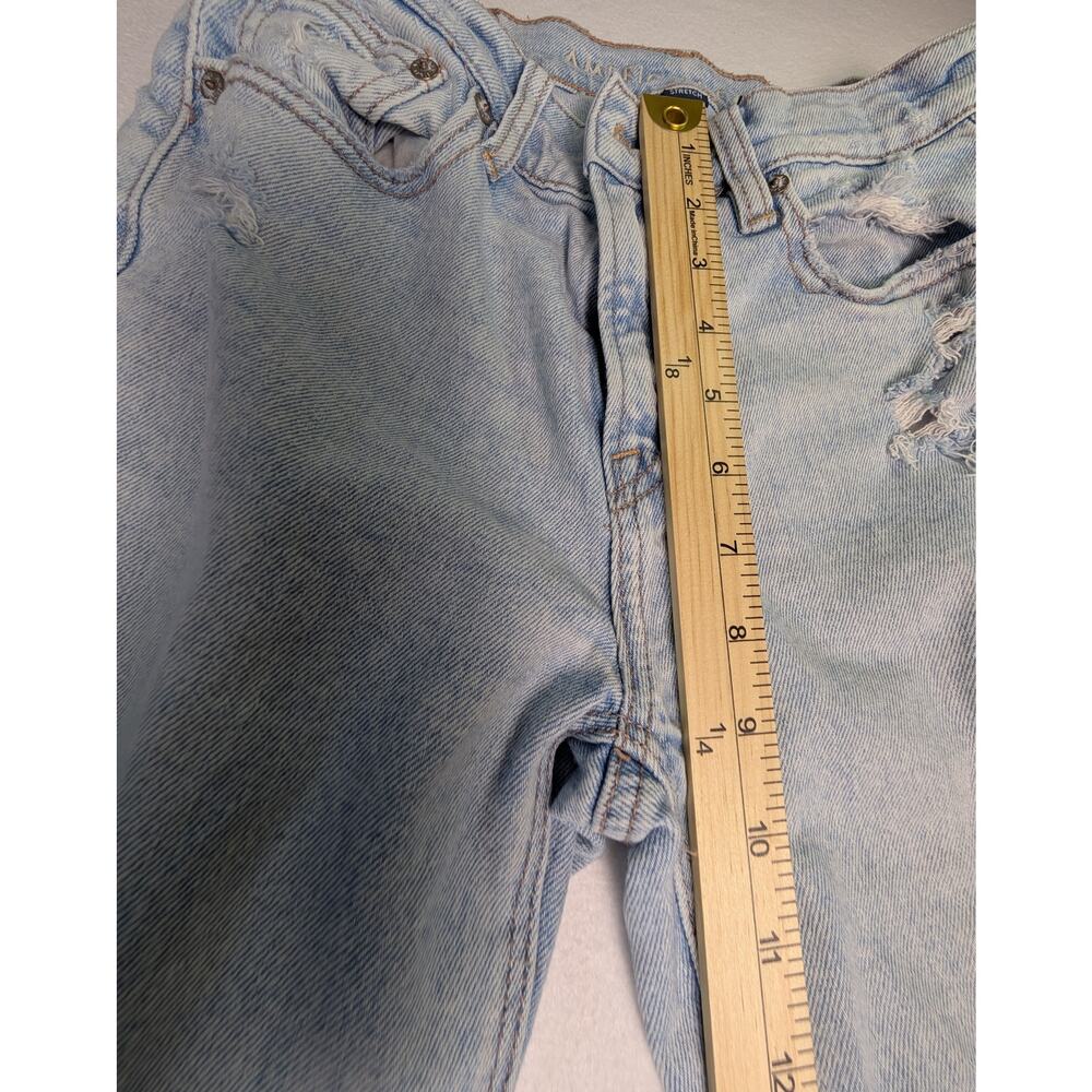American Eagle Stretch Straight Leg Blue Jeans Distressed Size 00 - Picture 5 of 9